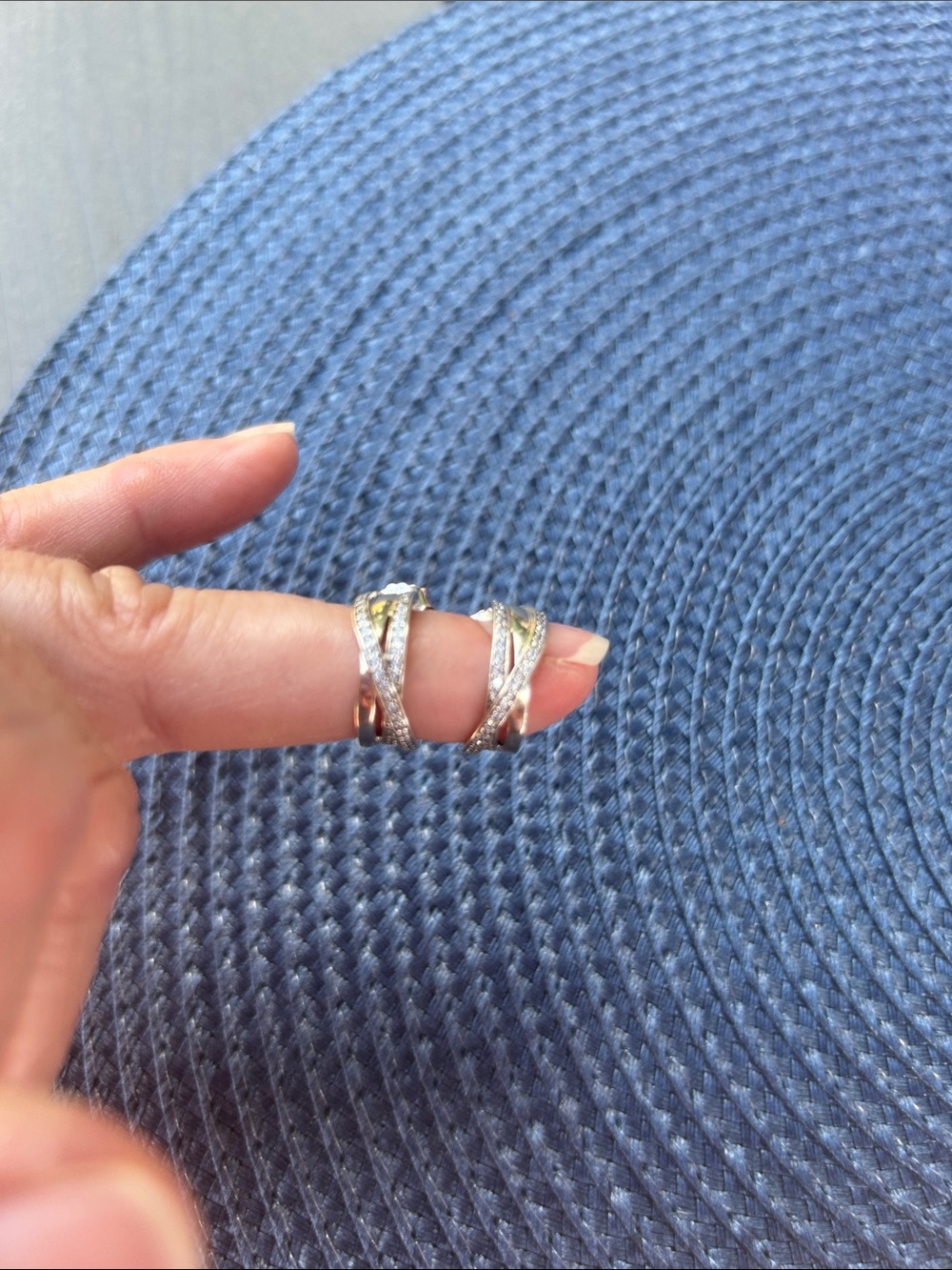 Pandora Silver Intertwined Pavé Huggie Earrings